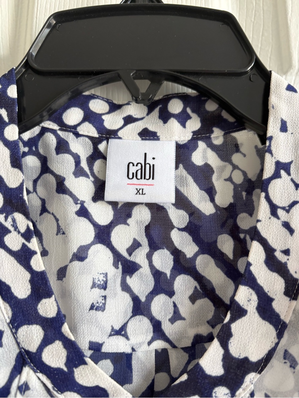 CAbi Navy & White Ruffle Front Sleeveless Blouse - Picture 2 of 3